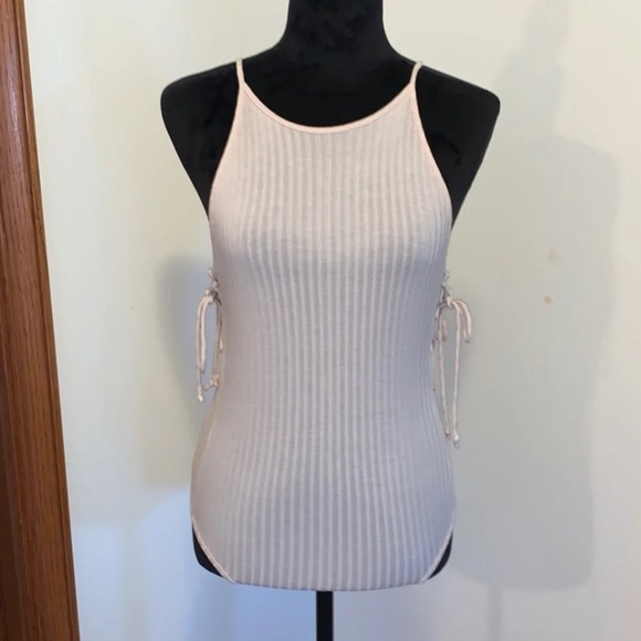 Lace Up Side Ribbed Bodysuit - Picture 3 of 9